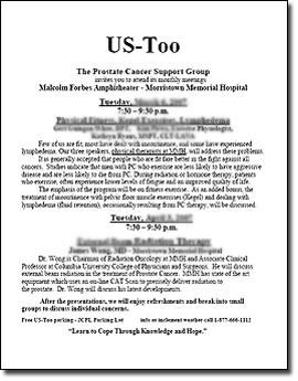 UsToo - Prostate Cancer Support Group in NJ - monthly meetings